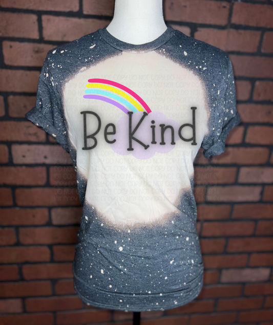 Be Kind Rainbow Bleached Graphic Tee